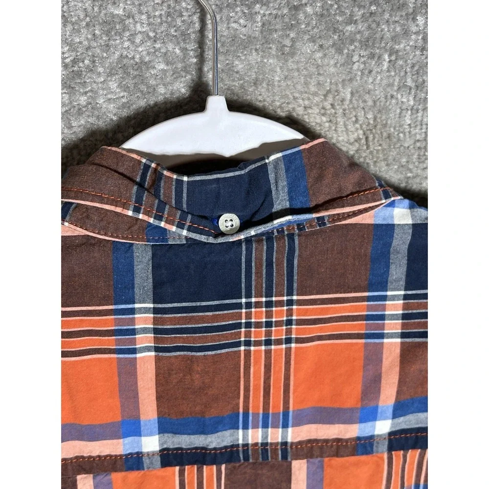 Aeropostale Button Down Shirt Mens Siz XL Orange Blue Plaid Cotton Chest Pocket